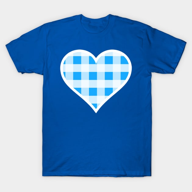 Bright Blue and White Buffalo Plaid Heart T-Shirt by bumblefuzzies